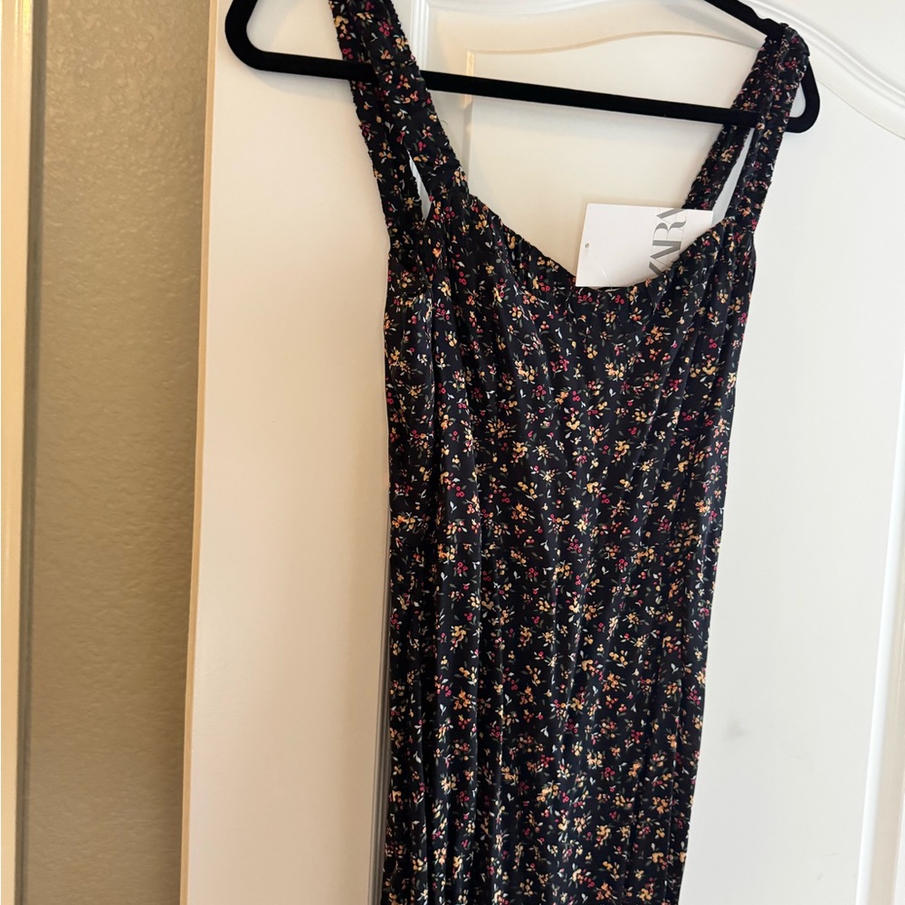 Zara Black Maxi Dress with Floral Print